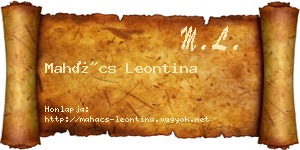 Mahács Leontina névjegykártya
